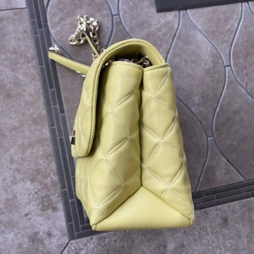 Kate Spade Natalia Smooth Leather Medium Flap Shoulder Bag Frosty Lime